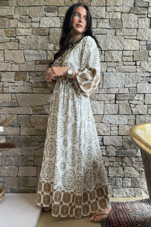 Zaida Smock Dress Hazelnut